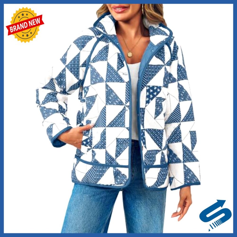 Lightweight Quilted Puffer Jacket, Patchwork Desi… - image 2